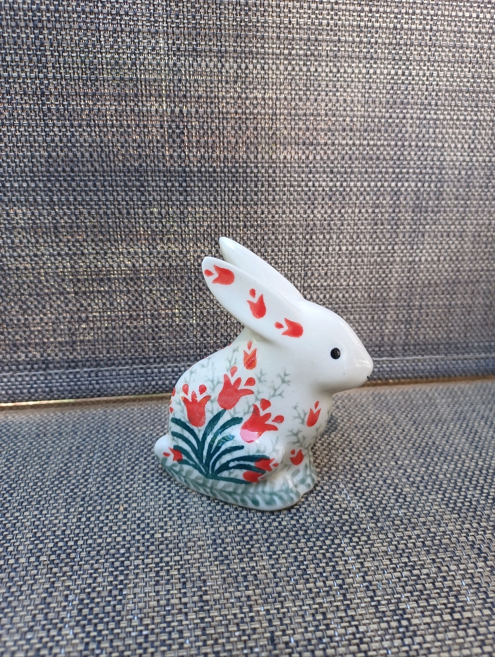 Polish Handmade Glazed Rabbit Figurine Stamped Polish Pottery Place - 3½"
